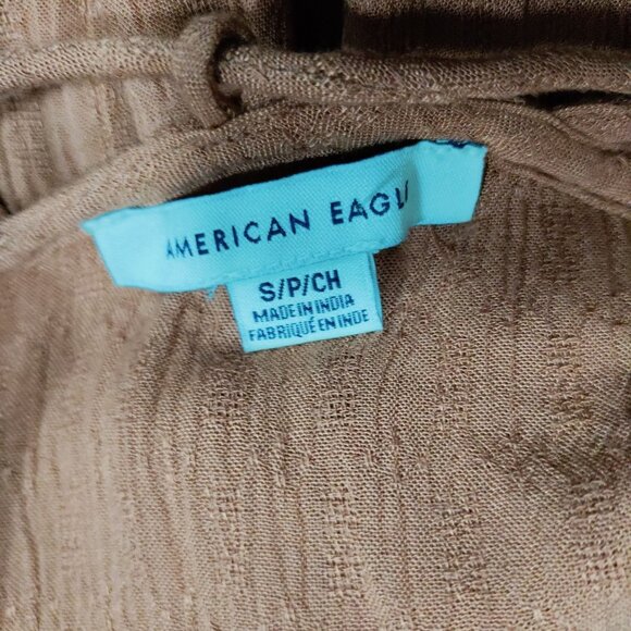 American Eagle Whimsy Boho Festival Balloon Sleeve Blouse Brown Size Small - Picture 6 of 9